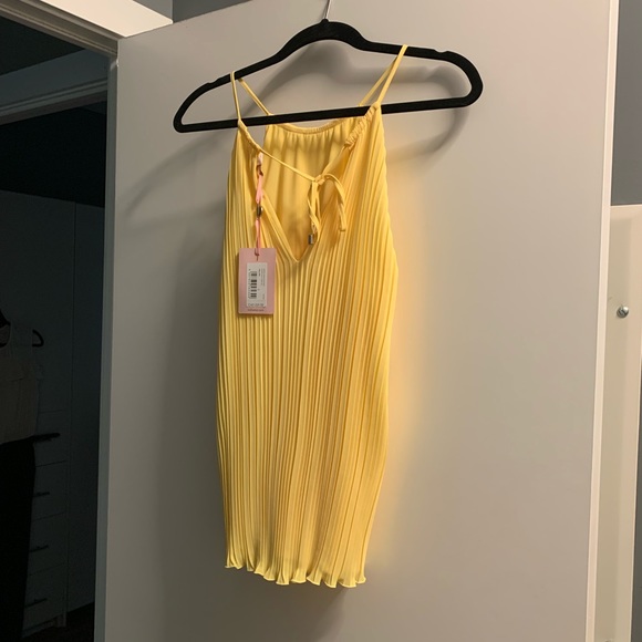 Ted Baker Yellow Pleated Racer Neck Top BNWT size 2 US 4-6 - Picture 7 of 11